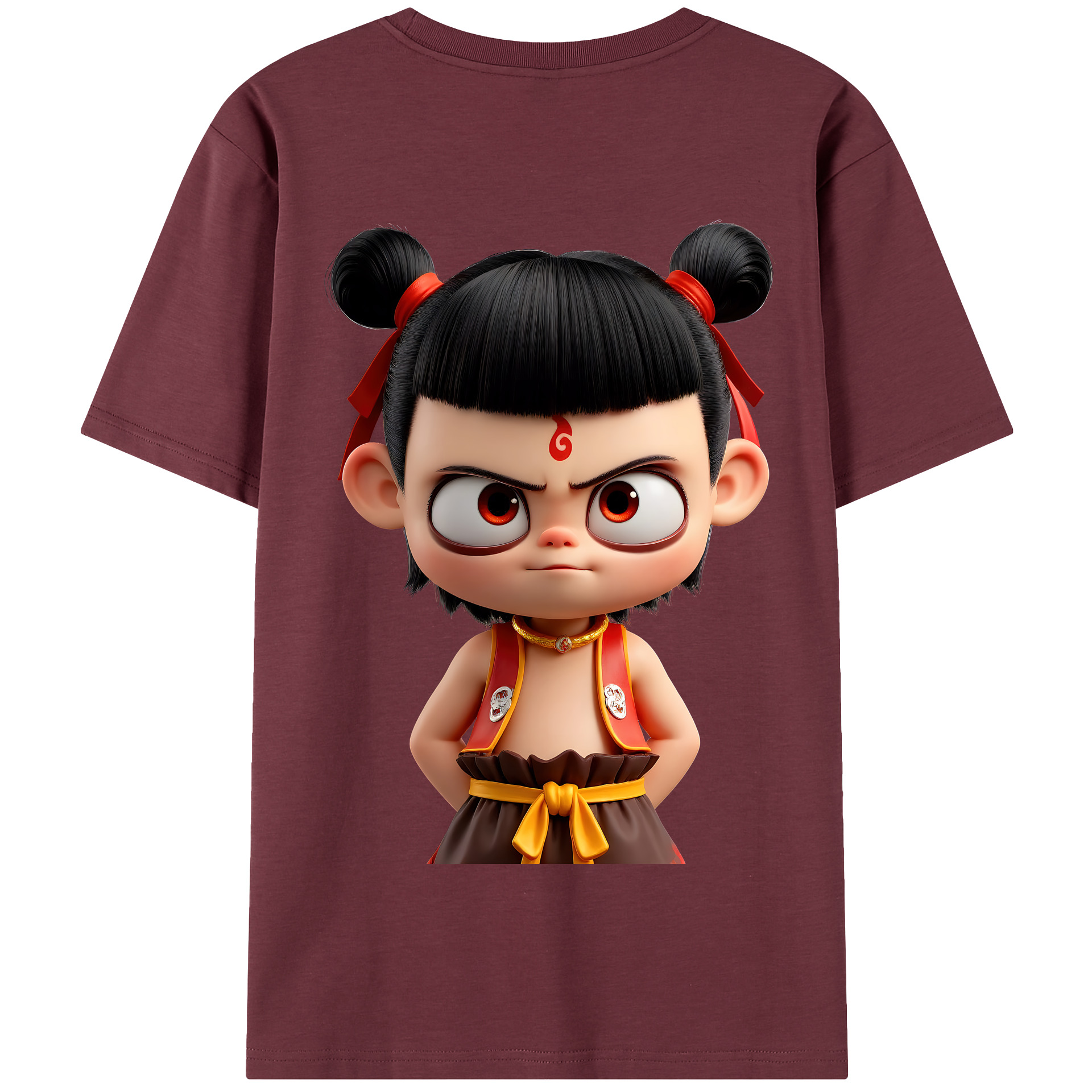 （画像用） Ne Zha 2 ナタ 魔童の大暴れ 綿100％半袖Tシャツ（背面プリント）